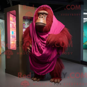 Magenta orangutang maskot...