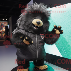 Svart Porcupine maskot...