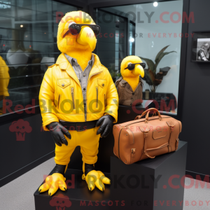 Gul papegøje maskot kostume...