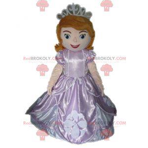 Mascotte de princesse rousse en robe rose - Redbrokoly.com