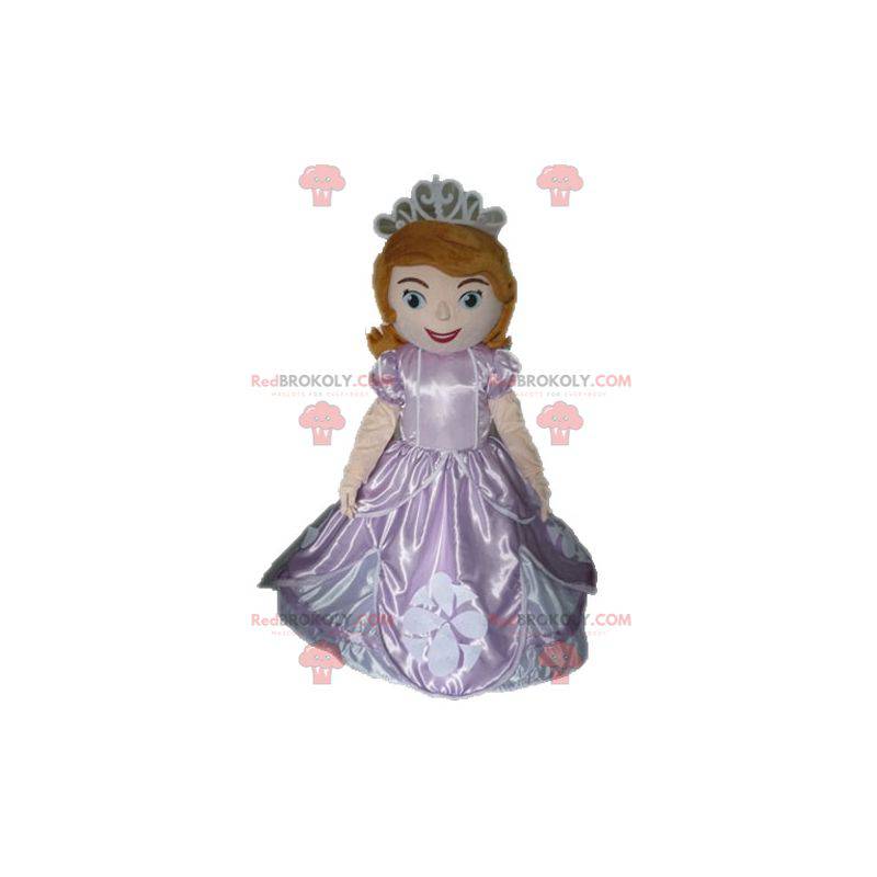 Mascotte de princesse rousse en robe rose - Redbrokoly.com