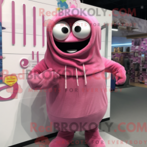 Fantasia de mascote de Moussaka rosa com moletom e presilhas de cachecol - Mascotes Moussaka - REBROKO_208475 - RedBrokoly.com