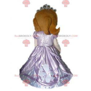 Mascotte de princesse rousse en robe rose - Redbrokoly.com