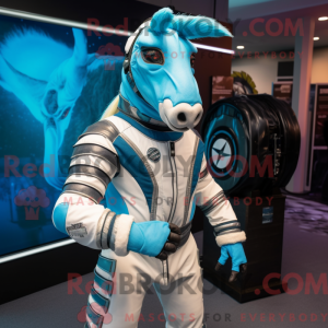 Cyan Quagga maskot kostume...