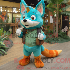 Turkis Fox-maskotdraktfigur...