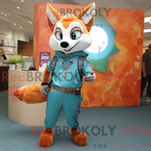 Turkis Fox-maskotdraktfigur...