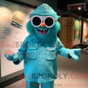 Teal King-mascottekostuum...