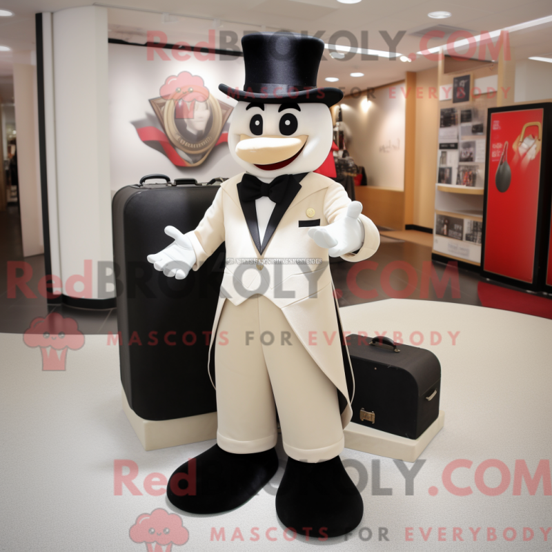 Fantasia de mascote de Ring Master bege com smoking e pastas executivas - Mascotes mestres do ringue - RedBrokoly.com