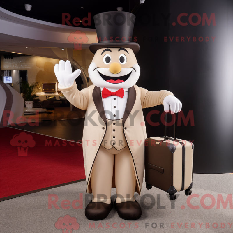 Fantasia de mascote de Ring Master bege com smoking e pastas executivas - Mascotes mestres do ringue - RedBrokoly.com