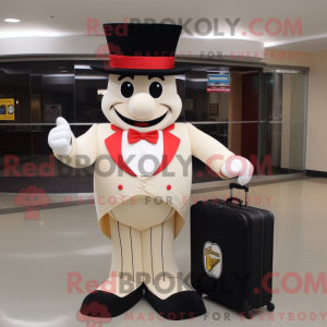 Beige Ring Master maskot...