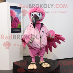 Pink Vulture maskot kostume...