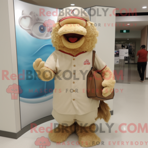 Costume mascotte beige di...