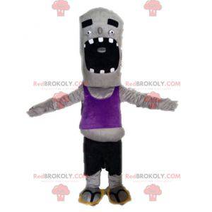 Mascota zombie gris divertido y gigante - Redbrokoly.com