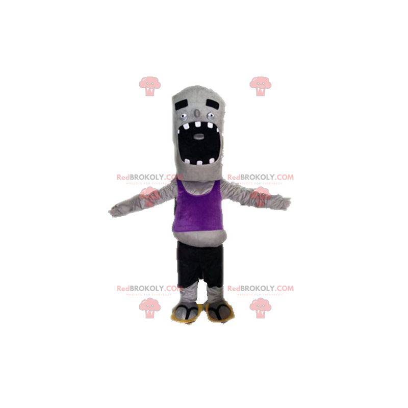 Mascota zombie gris divertido y gigante - Redbrokoly.com