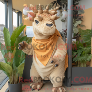 Tan Triceratops maskot...