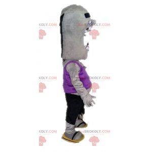 Mascotte de zombie gris amusant et géant - Redbrokoly.com