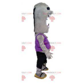 Mascote zumbi cinza engraçado e gigante - Redbrokoly.com