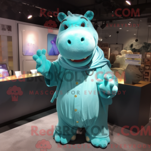 Cyan Hippopotamus mascot...