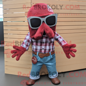 Maroon Octopus maskot...