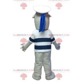 Grå och vit sjölejonmaskot klädd som en sjöman - Redbrokoly.com