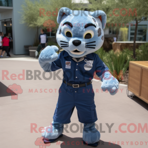 Blå Bobcat-maskotdraktfigur...
