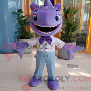 Lavendel Shark maskot drakt...