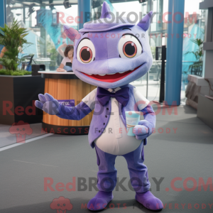 Lavendel Shark maskot drakt...