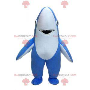 Mascote tubarão gigante azul e branco - Redbrokoly.com