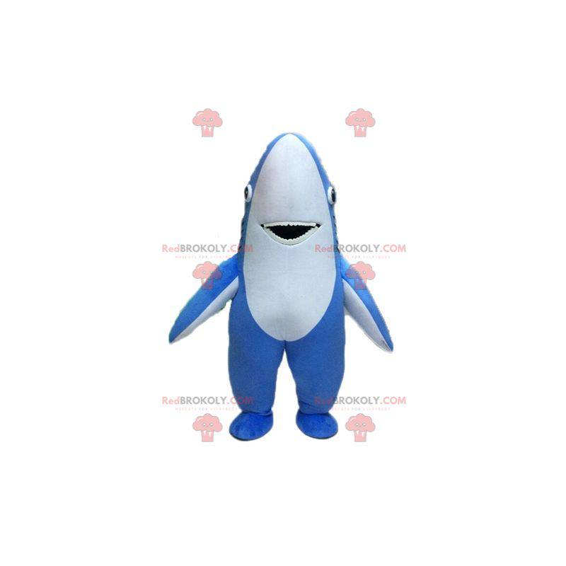 Mascota gigante de tiburón azul y blanco - Redbrokoly.com