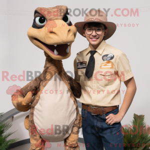 Tan Utahraptor mascot...