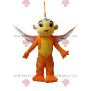 Mascote peixe-voador amarelo e laranja - Redbrokoly.com