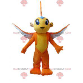 Mascotte de poisson volant jaune et orange - Redbrokoly.com