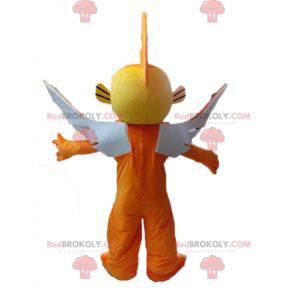 Mascote peixe-voador amarelo e laranja - Redbrokoly.com
