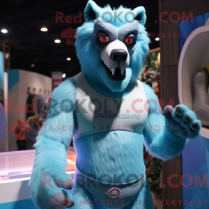 Sky Blue Werewolf mascot...