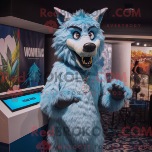 Sky Blue Werewolf mascot...