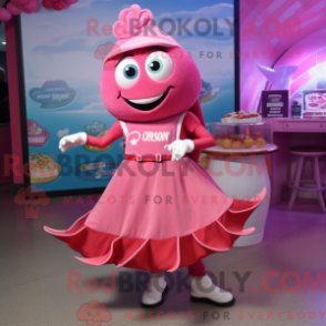 Fantasia de mascote Ceviche rosa com saia circular e luvas - Mascotes de ceviche - REBROKO_208946 - RedBrokoly.com