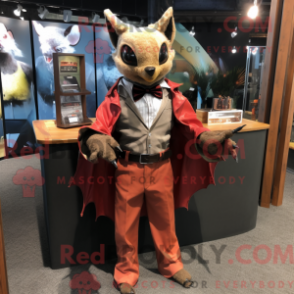 Fantasia de mascote de morcego ferrugem com blazer e cintos - Mascotes de morcegos de fruta - REBROKO_209011 - RedBrokoly.com