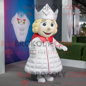 Hvid Queen maskot kostume...