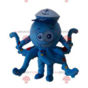 Blå blekksprut blekksprut maskot med prikker - Redbrokoly.com