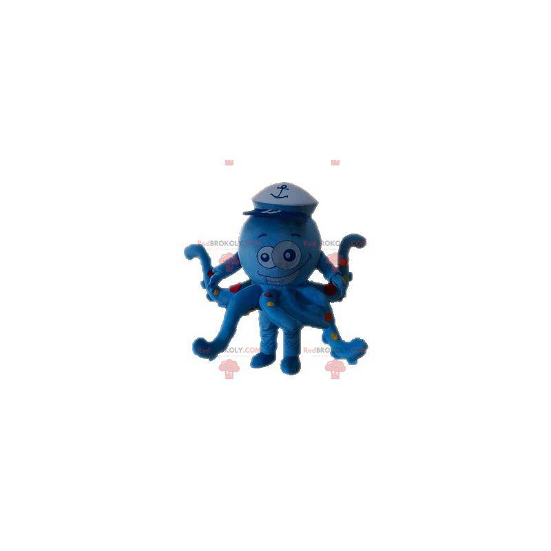 Mascotte de pieuvre de poulpe bleu à pois - Redbrokoly.com