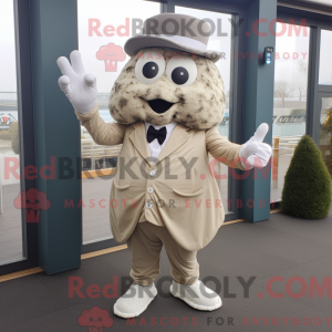 Beige Oyster maskot kostume...