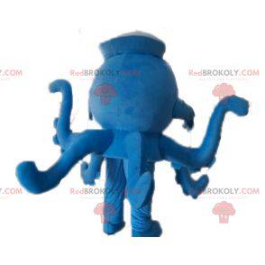 Blå blæksprutte blæksprutte maskot med prikker - Redbrokoly.com