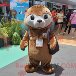 Brown Seal maskot kostume...