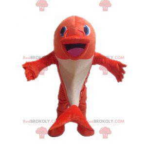 Orange og hvid fiskemaskot. Delfin maskot - Redbrokoly.com