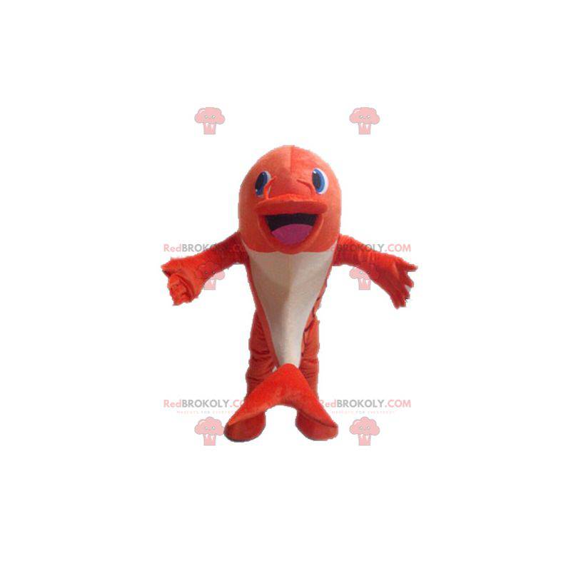 Orange og hvid fiskemaskot. Delfin maskot - Redbrokoly.com