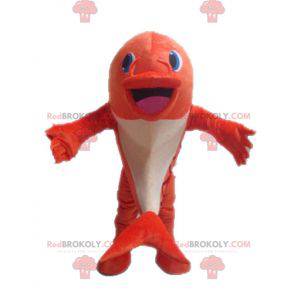 Oransje og hvit fiskemaskot. Delfin maskot - Redbrokoly.com