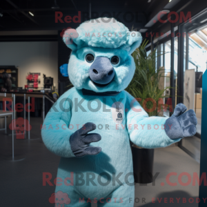 Cyan Alpaka Maskottchen...