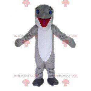 Gray and white dolphin mascot. Giant fish mascot -