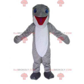 Mascote golfinho cinza e branco. Mascote peixe gigante -