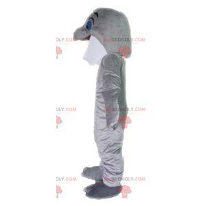 Gray and white dolphin mascot. Giant fish mascot -